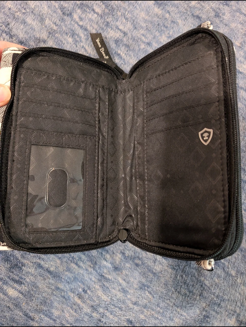 Vera Bradley Pearl Buffalo Check Quilted Wallet With Removable Crossbody Strap